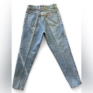 Vintage 90s Guess Light Wash Denim Jeans w/ Bottom zips, 28”-29” waist